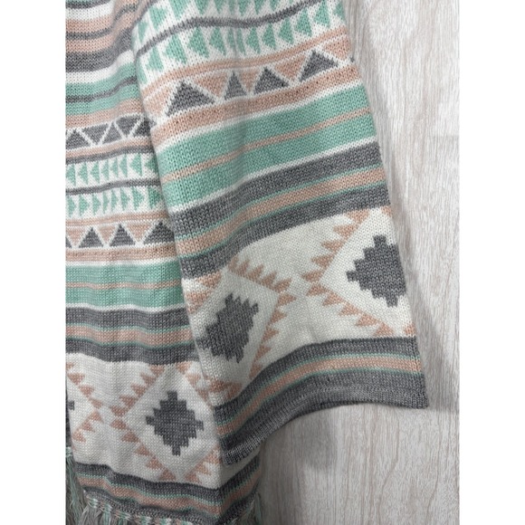Lil Bees Womens L Bohemian Tribal Aztec Fringe Cardigan Sweater Jacket Western - Picture 5 of 8